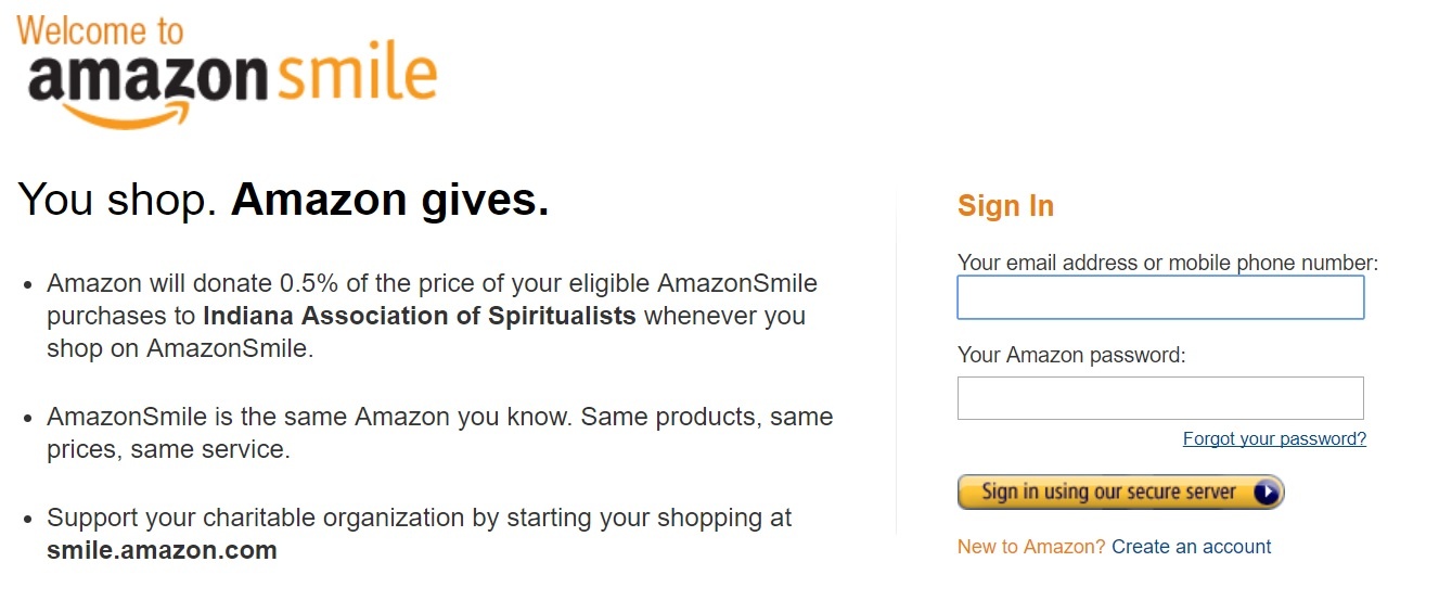 Amazon Smile Log In Screen Shot Historic Camp Chesterfield